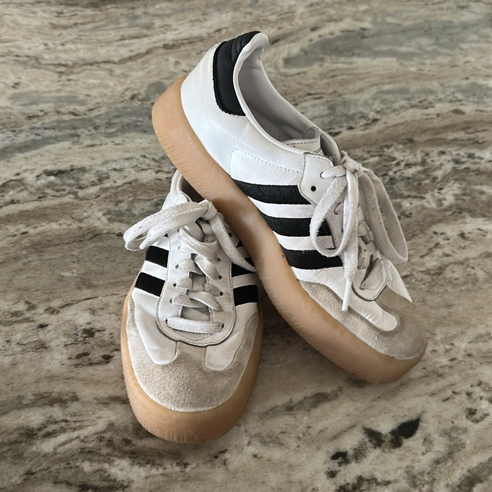 Adidas Platform Samba White and Black Sneakers